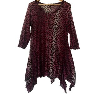 Glitterscape Leopard Print‎ Tunic Top Pink Black Sparkle Sparkly Bratz Women's M